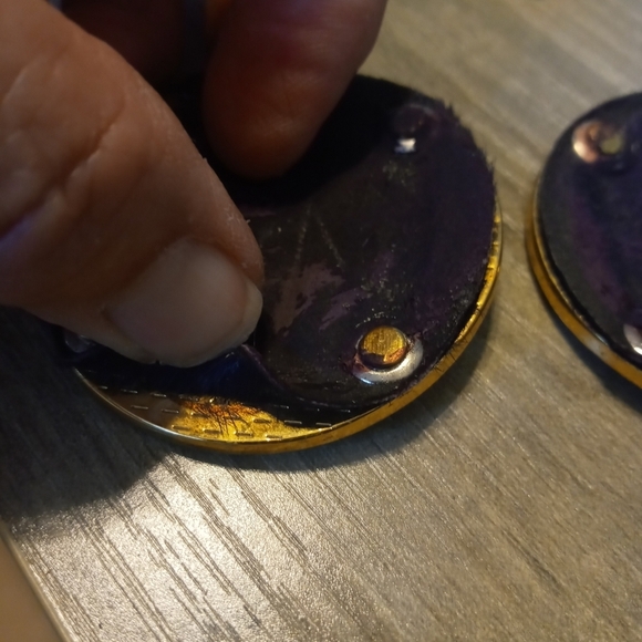 Tory burch pair of Navy blue golden trim Replacement Shoe Logo Medallions 2" EA - Picture 4 of 6